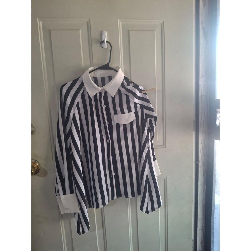 Black and white striped blouse